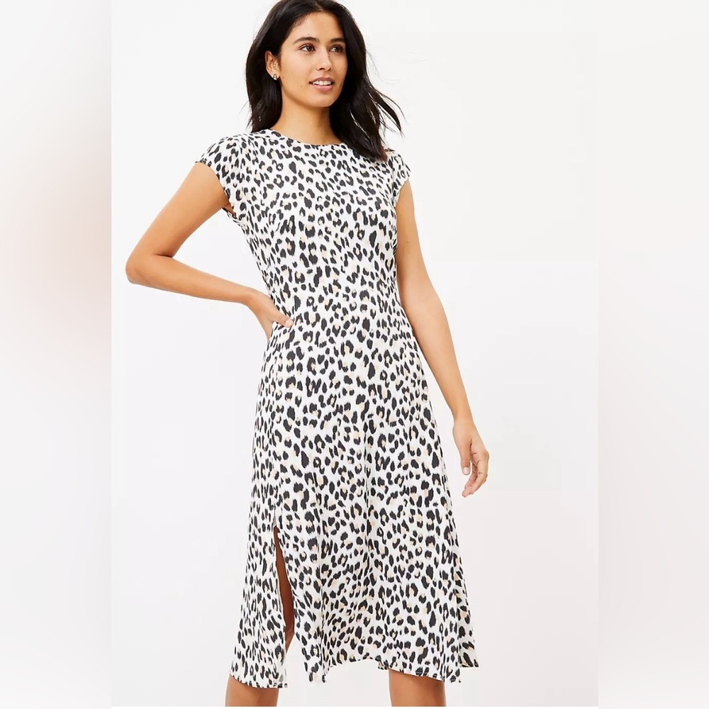 Loft Leopard Print Midi Dress - NWT - Size 8 Petite